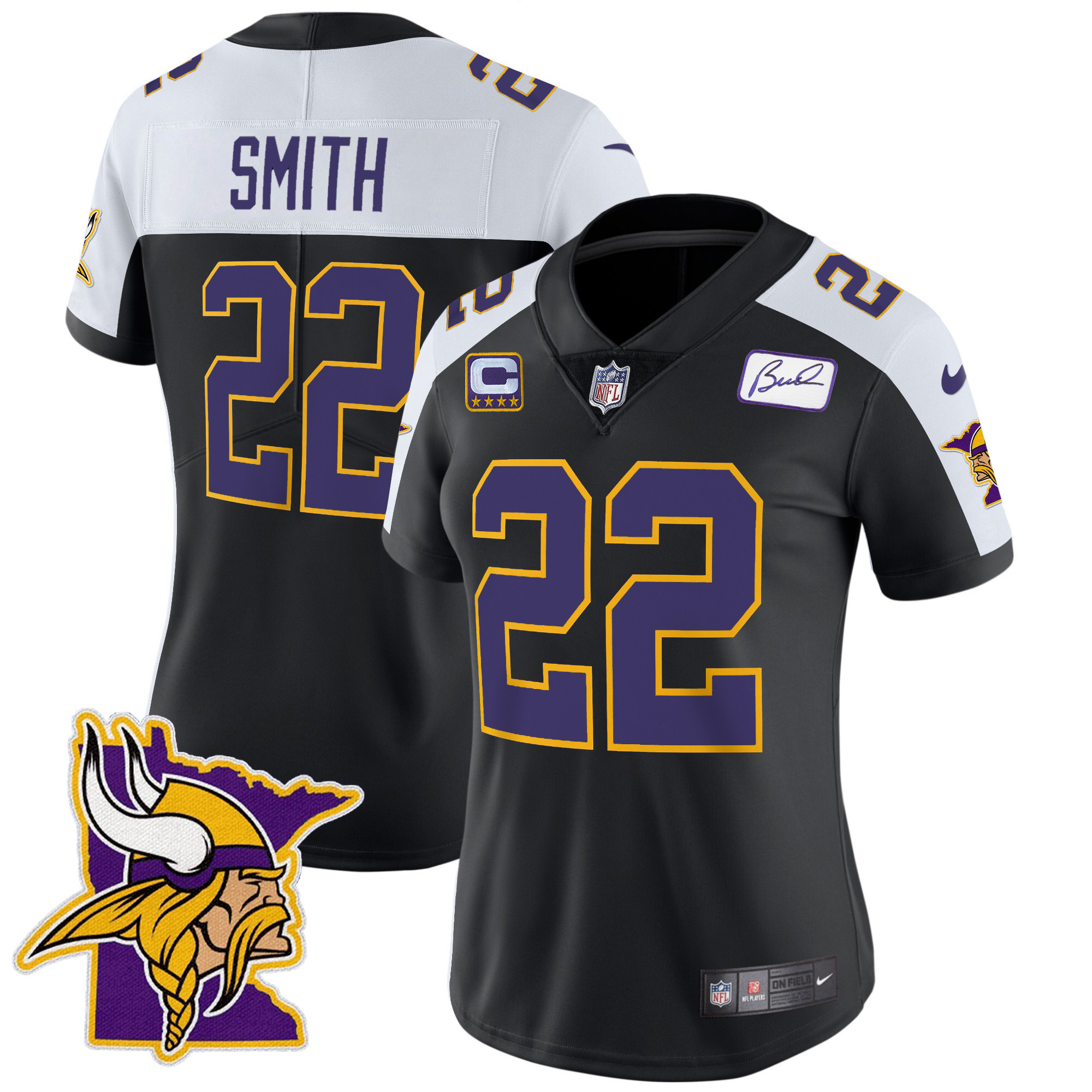 Harrison Smith Women's Minnesota Vikings Bud Grant Patch Classic Limited V5 Black Alternate Jersey - All Stitched
