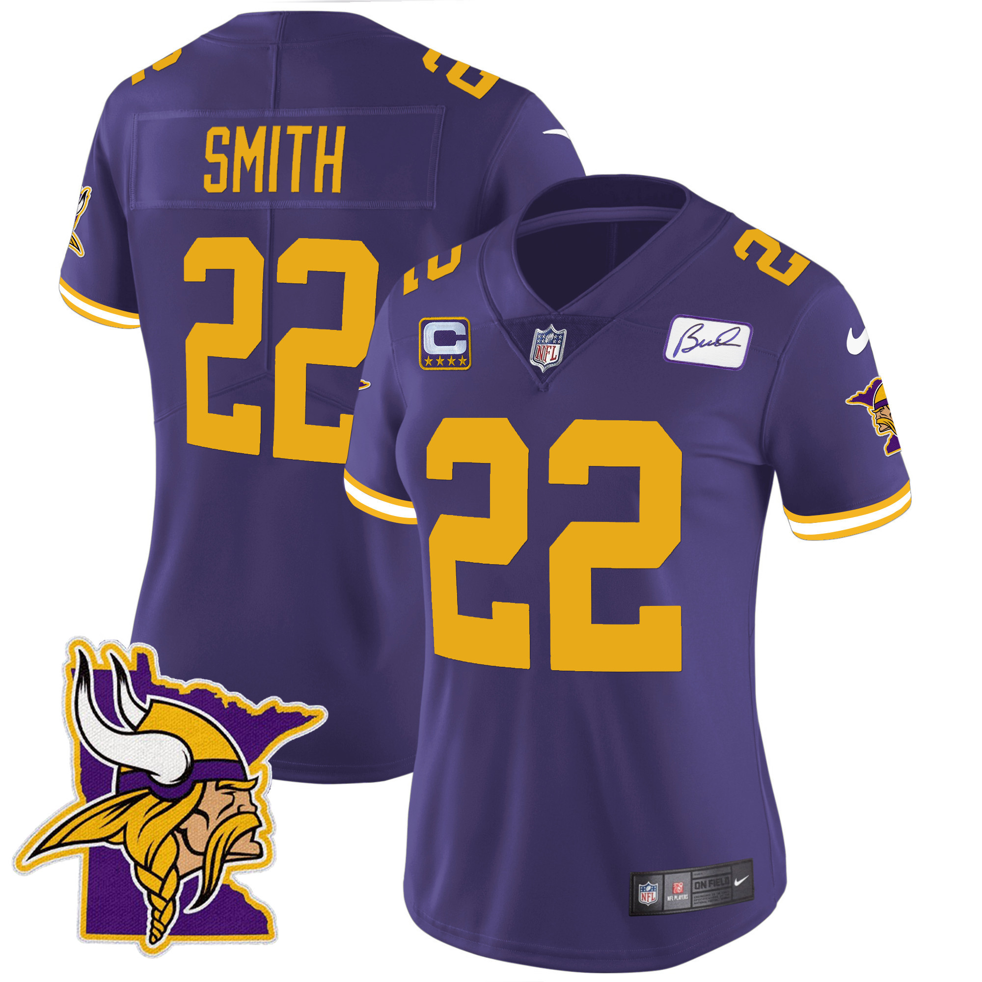 Harrison Smith Women's Minnesota Vikings Bud Grant Patch Classic Limited V5 Color Rush Jersey - All Stitched