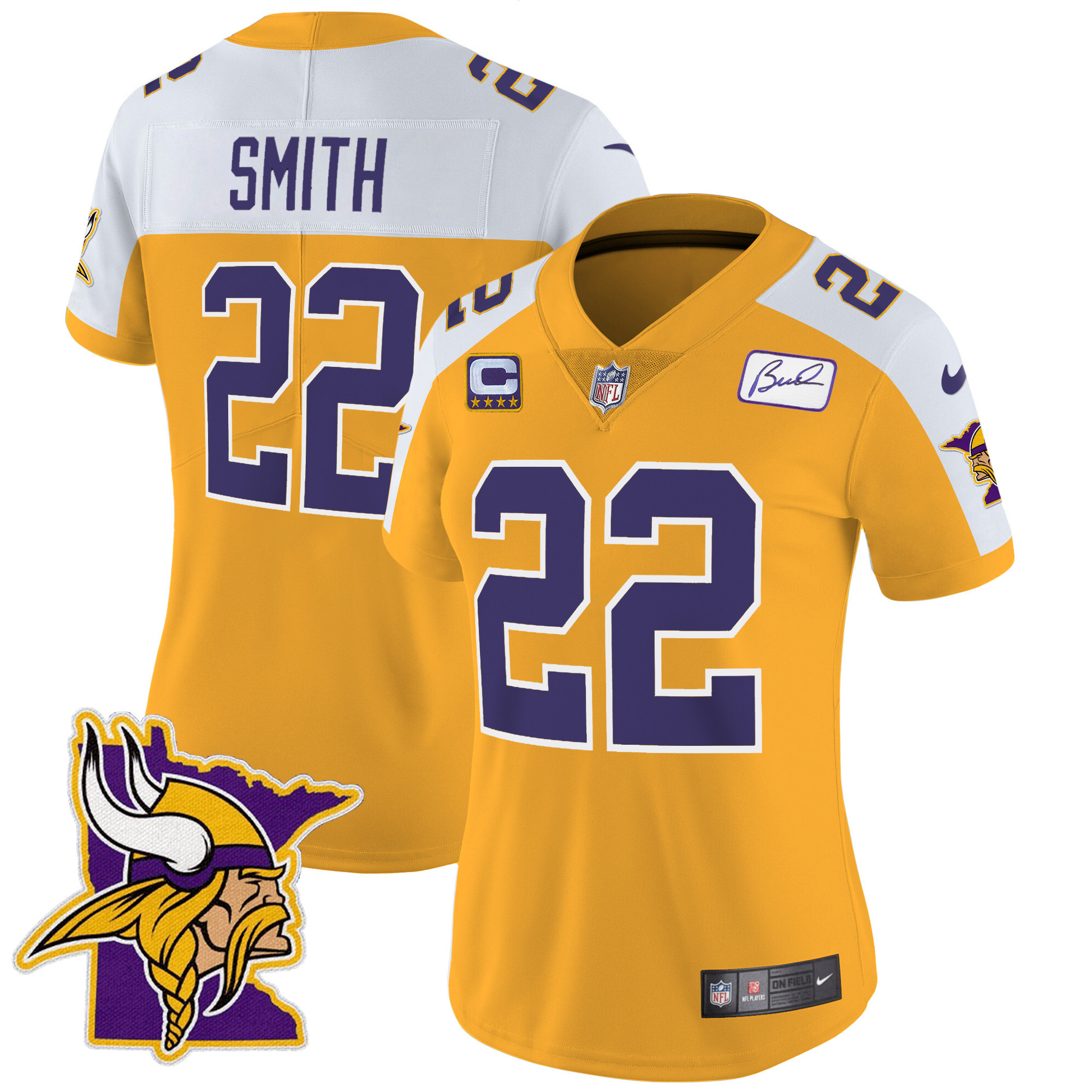 Harrison Smith Women's Minnesota Vikings Bud Grant Patch Classic Limited V5 Gold Alternate Jersey - All Stitched