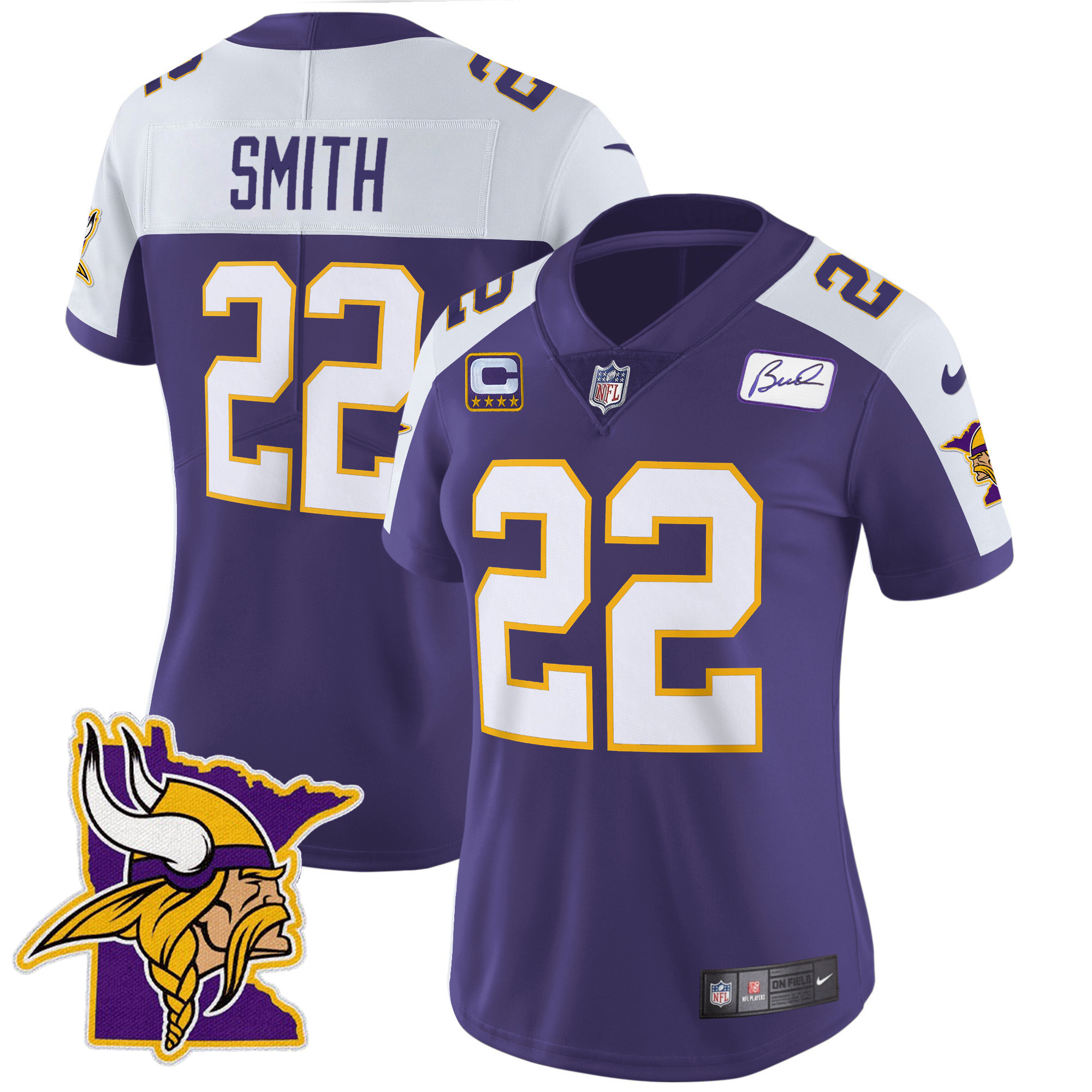 Harrison Smith Women's Minnesota Vikings Bud Grant Patch Classic Limited V5 Purple Alternate Jersey - All Stitched