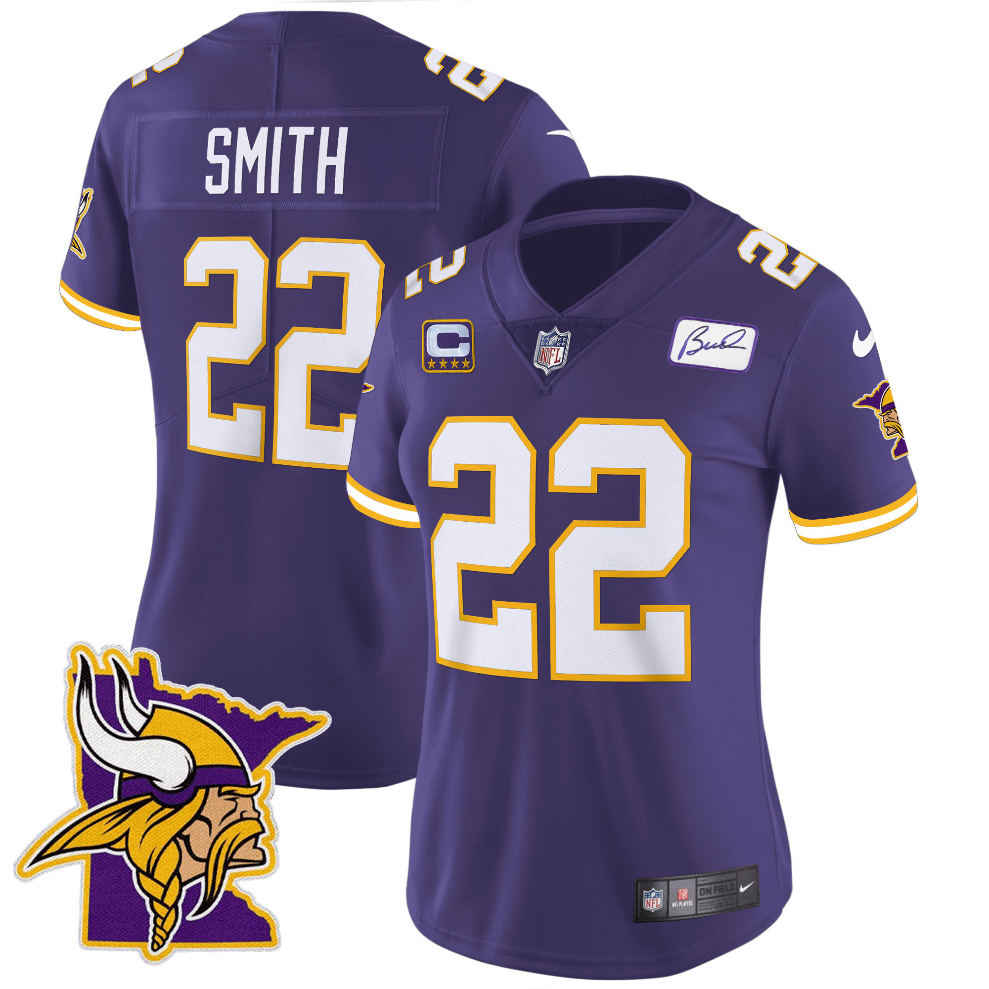 Harrison Smith Women's Minnesota Vikings Bud Grant Patch Classic Limited V5 Purple Jersey - All Stitched