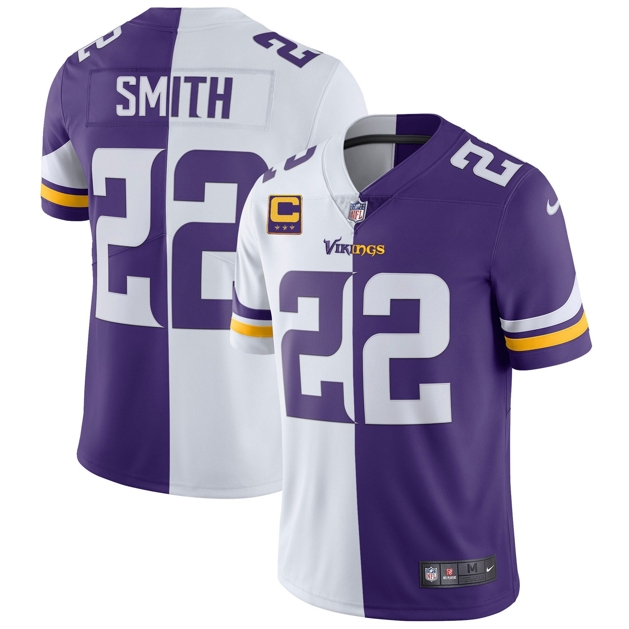 Harrison Smith Youth's Minnesota Vikings White Gold & Black Gold Split Jersey - All Stitched