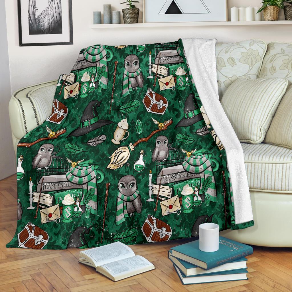 Harry Potter Green Sherpa Blanket Cozy Blanket Fleece Blanket