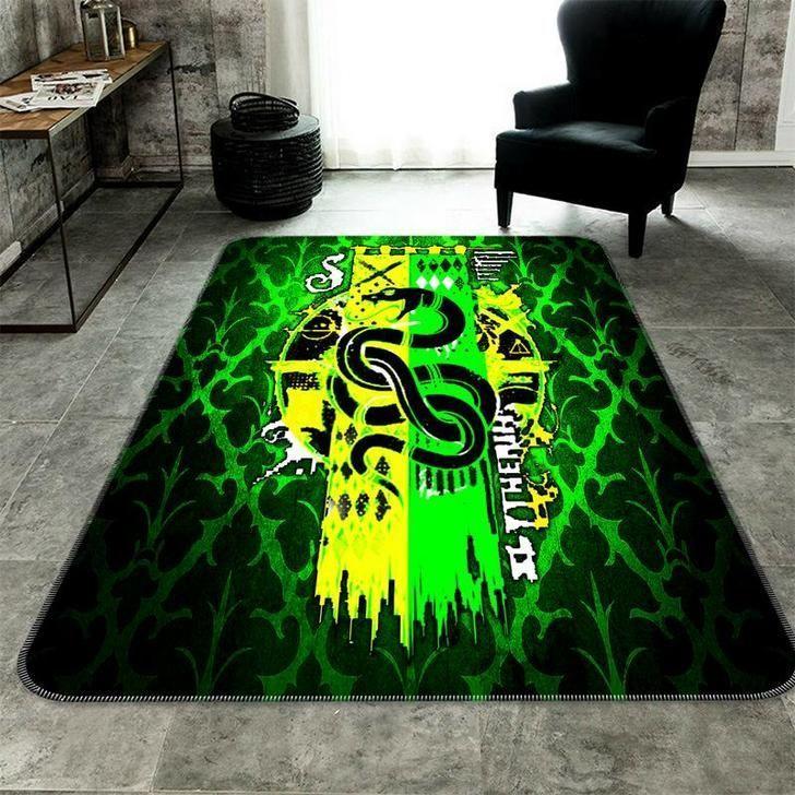 Harry Potter Slytherin House Rectangle Rug – Custom Size And Printing
