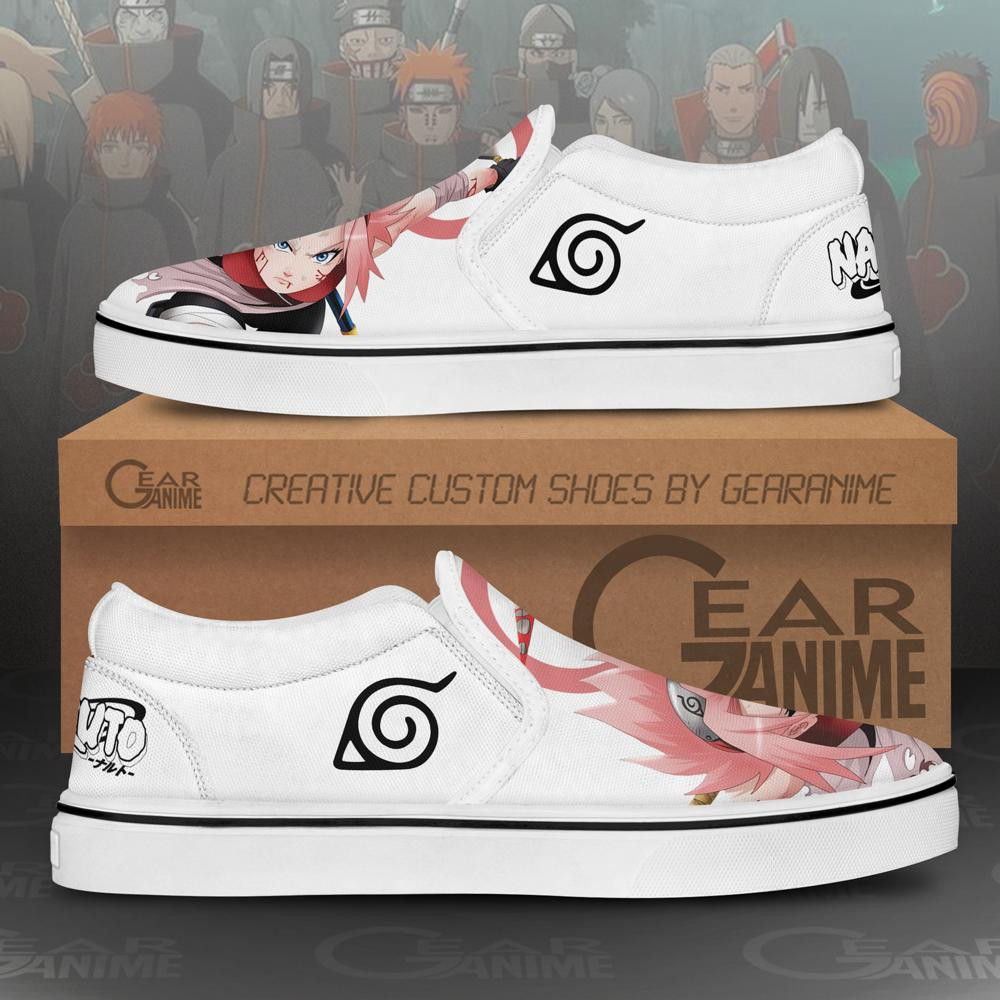 Haruno Sakura Slip-On Shoes Canvas Custom Anime Shoes