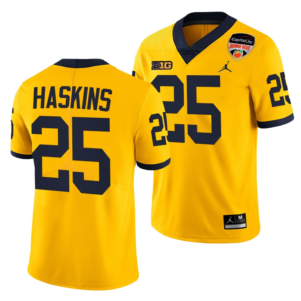 Hassan Haskins Michigan Wolverines 2021 Orange Bowl Maize Playoffs Limited 25 Jersey Men