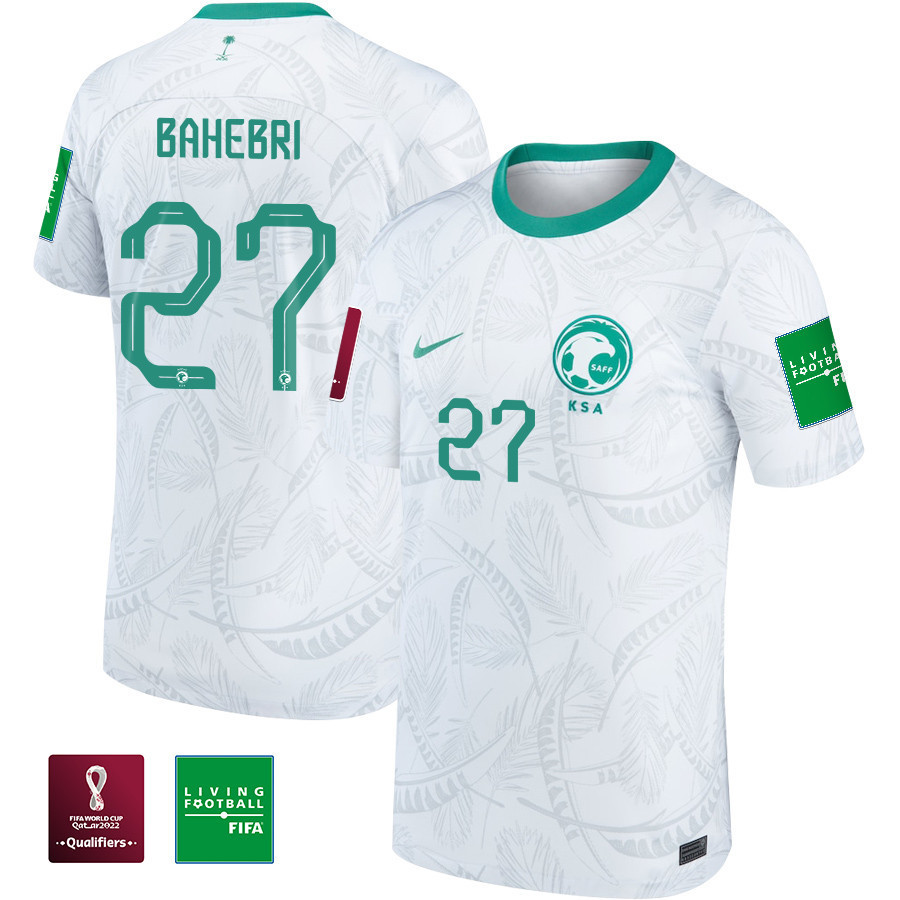 Hattan Bahebri 27 Saudi Arabia National Team FIFA World Cup Qatar 2022 Patch Men Soccer Jersey – Home
