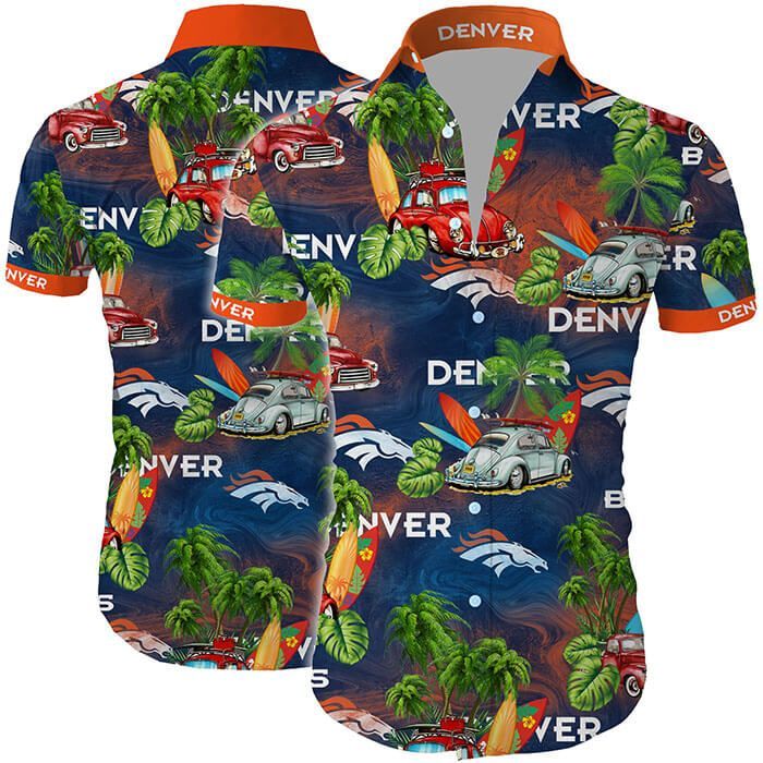 Hawaii Shirt Denver Broncos Hawaiian Shirt Tropical Flower Slim Fit Body