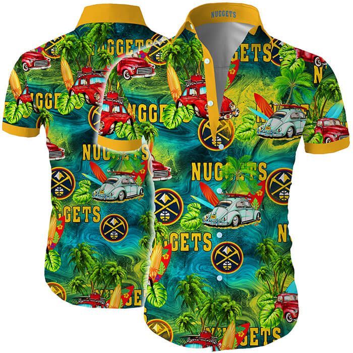 Hawaii Shirt Denver Nuggets Hawaiian Shirt Tropical Flower Slim Fit Body