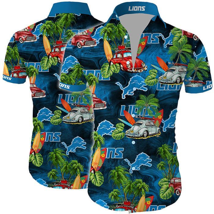 Hawaii Shirt Detroit Lions Hawaiian Shirt Tropical Flower Slim Fit Body