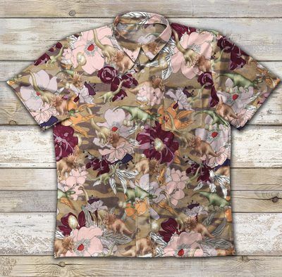 Hawaii Shirt Dinosaur Vintage Cotton Mens