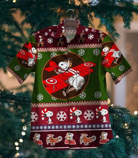 Hawaii Shirt Hot Snoopy And Red Baron Christmas Vintage