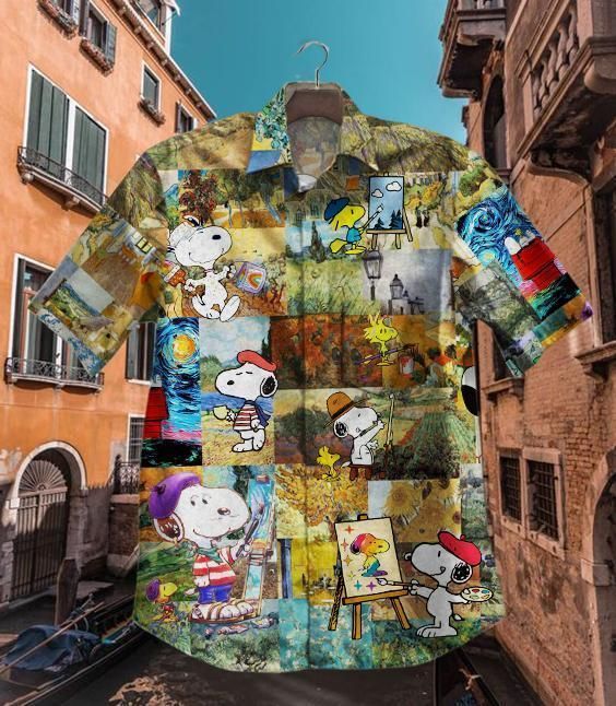 Hawaii Shirt Hot Van Gogh Snoopy Vintage
