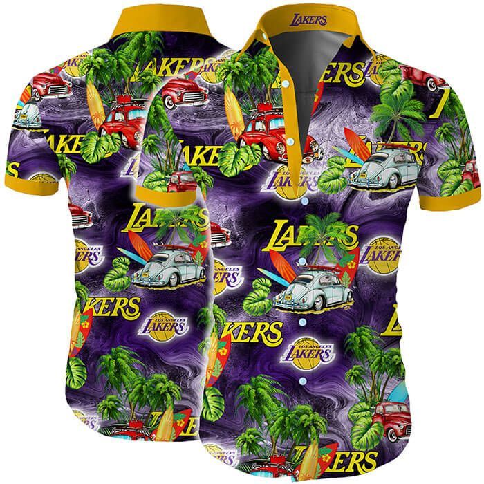 Hawaii Shirt Los Angeles Lakers Hawaiian Shirt Tropical Flower Slim Fit Body