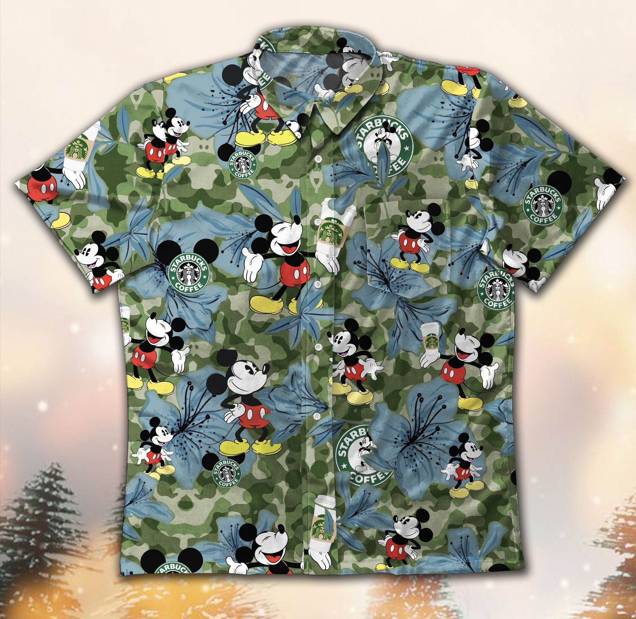 Hawaii Shirt Mickey And Starbucks Vintage