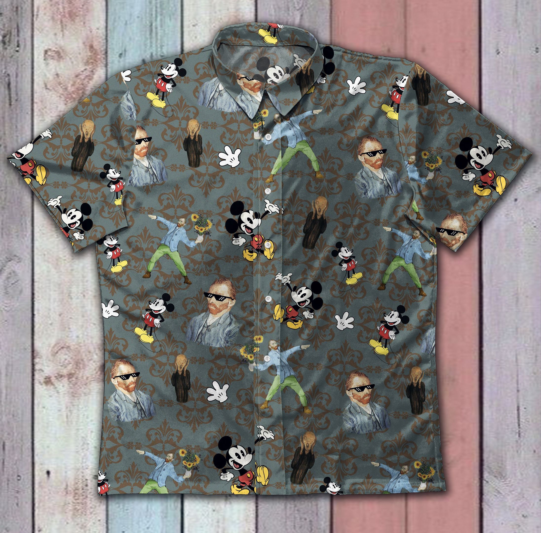 Hawaii Shirt Mickey And Vangogh Vintage