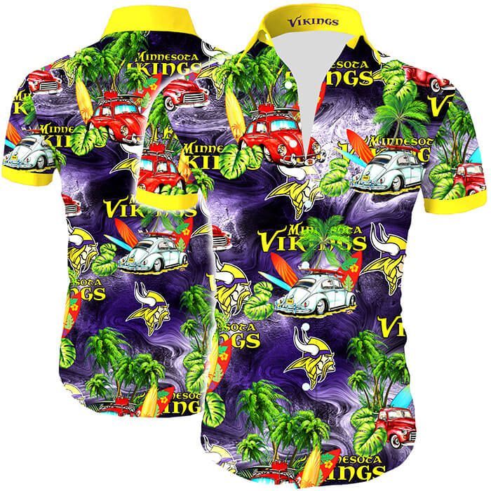 Hawaii Shirt Minnesota Vikings Hawaiian Shirt Tropical Flower Slim Fit Body