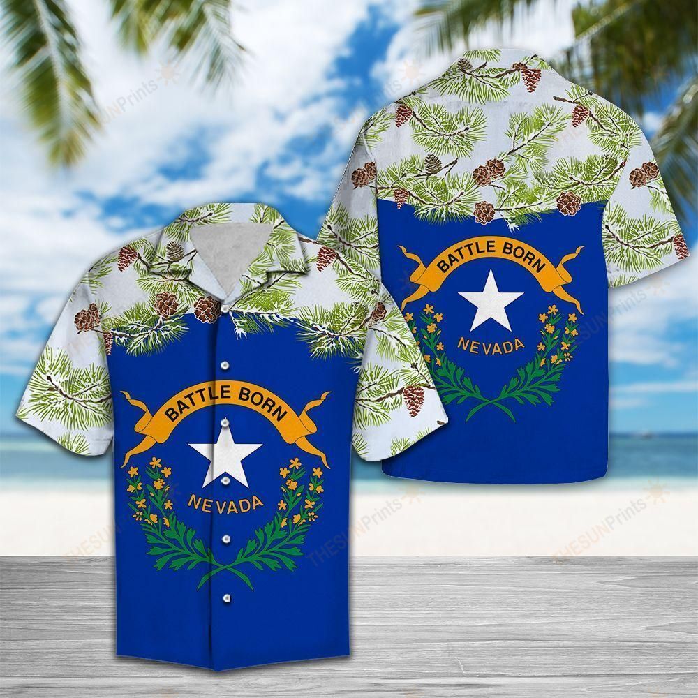 Hawaii Shirt Nevada Singleleaf Pinyon Pine Flag