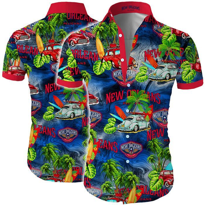 Hawaii Shirt New Orleans Pelicans Hawaiian Shirt Tropical Flower Slim Fit Body