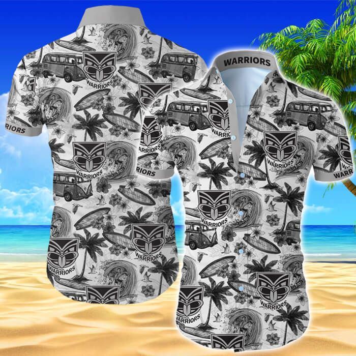 Hawaii Shirt New Zealand Warriors Hawaiian Shirt Tropical Flower Slim Fit Body