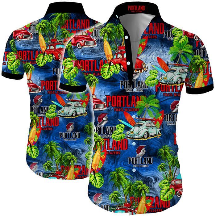 Hawaii Shirt Portland Trail Blazers Hawaiian Shirt Tropical Flower Slim Fit Body