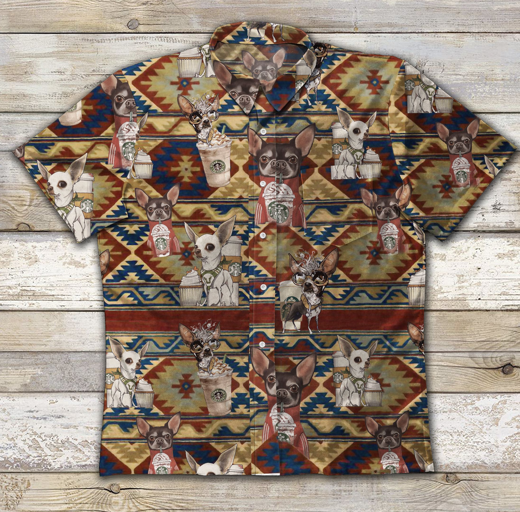 Hawaii Shirt Starbucks Chihuahua Vintage Cotton