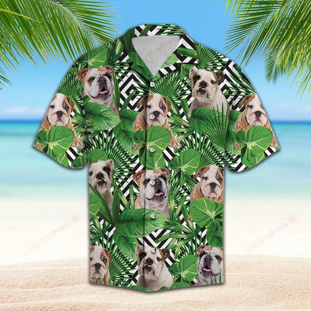 Hawaii Shirt Summer Exotic Jungle Tropical Bulldog