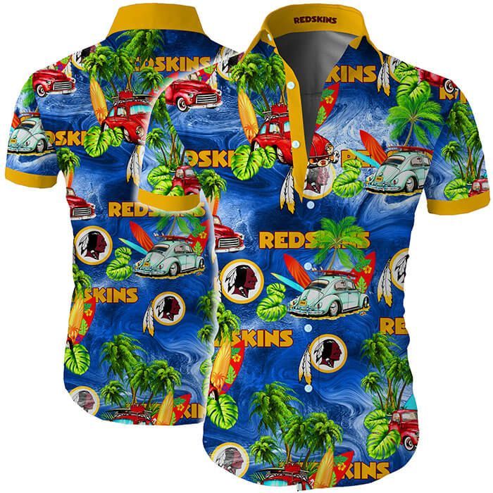 Hawaii Shirt Washington Redskins Hawaiian Shirt Tropical Flower Slim Fit Body