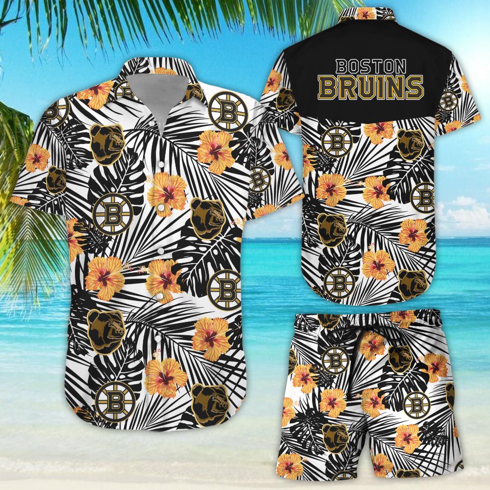Hawaiian Aloha Aloha Shirts Hockey Boston Bruins 2508L Hawaiians Beach Sleeve