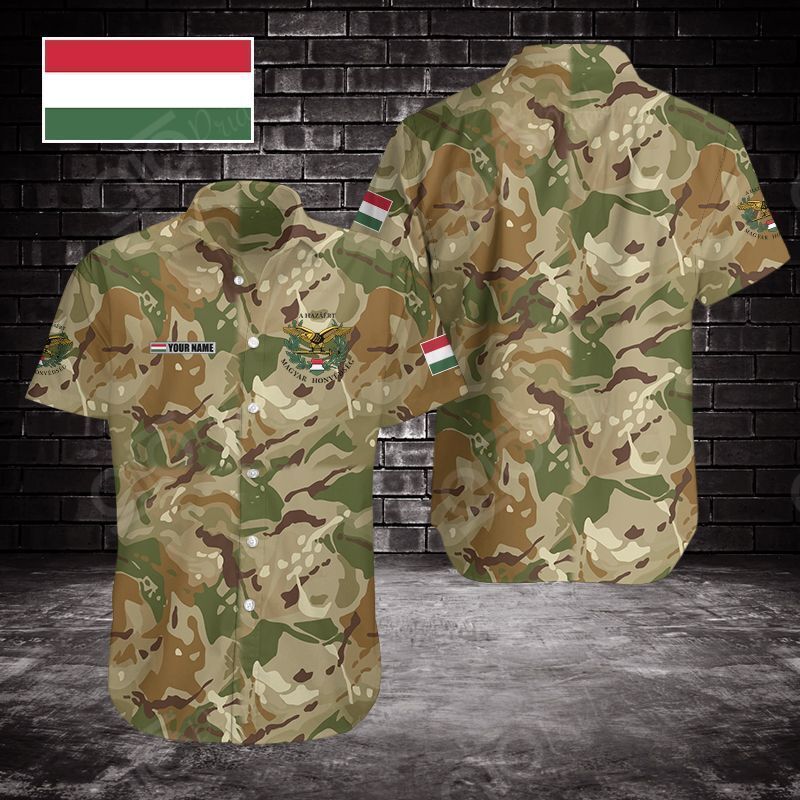 Hawaiian Customize Hungarian Army Camo Linen Button Down Shirt