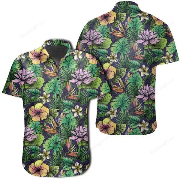 Hawaiian Shirt ? Hibiscus And Plumeria Green Shirt