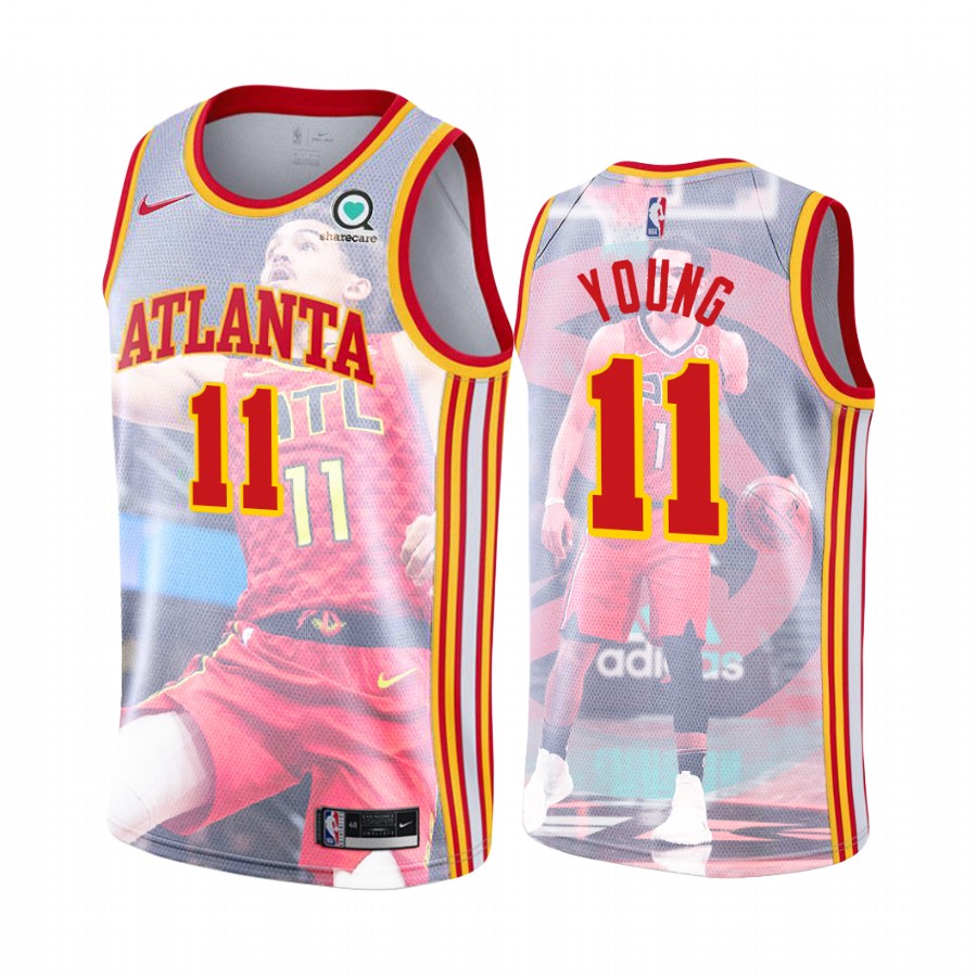 Hawks #11 Trae Young 56 points Highlights commemorative Jersey