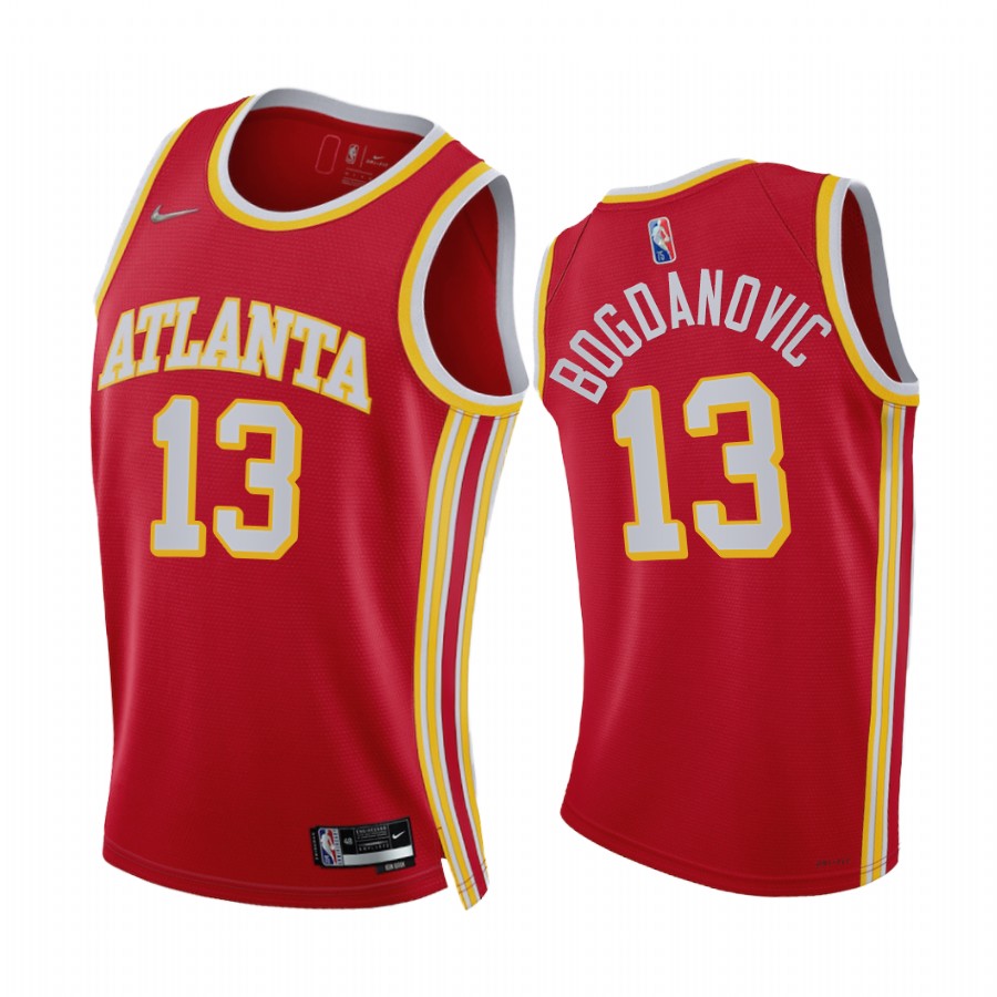 Hawks Bogdan Bogdanovic Icon Edition Red 2021-22 Jersey 75th Season Diamond
