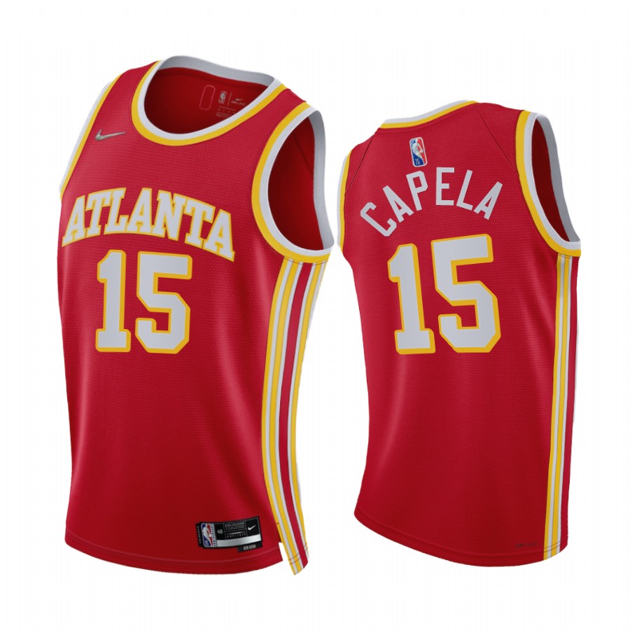 Hawks Clint Capela Icon Edition Red 2021-22 Jersey 75th Season Diamond