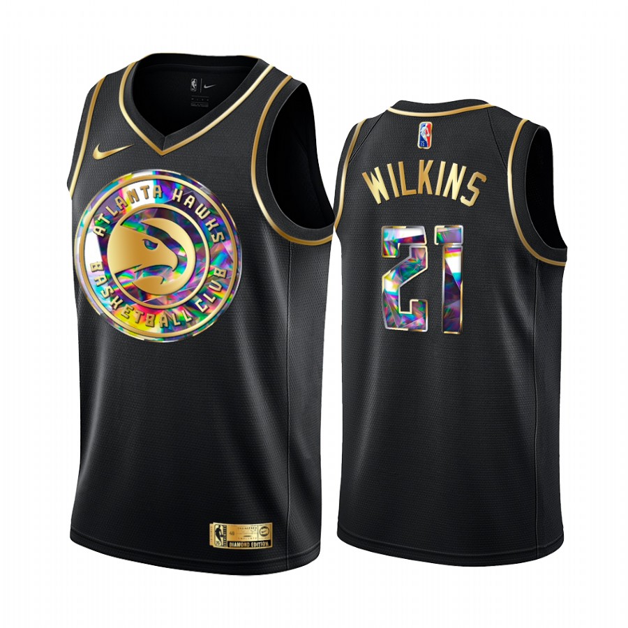 Hawks Dominique Wilkins NBA 75th Anniversary Team Jersey Black Diamond Edition