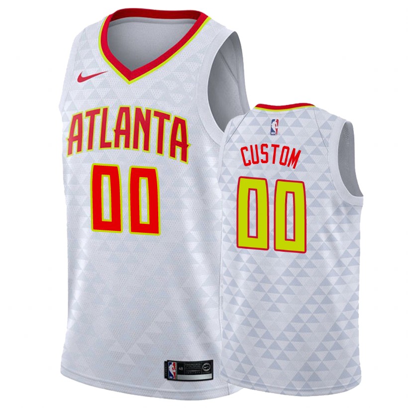 Hawks Male Custom #00 Association White Jersey