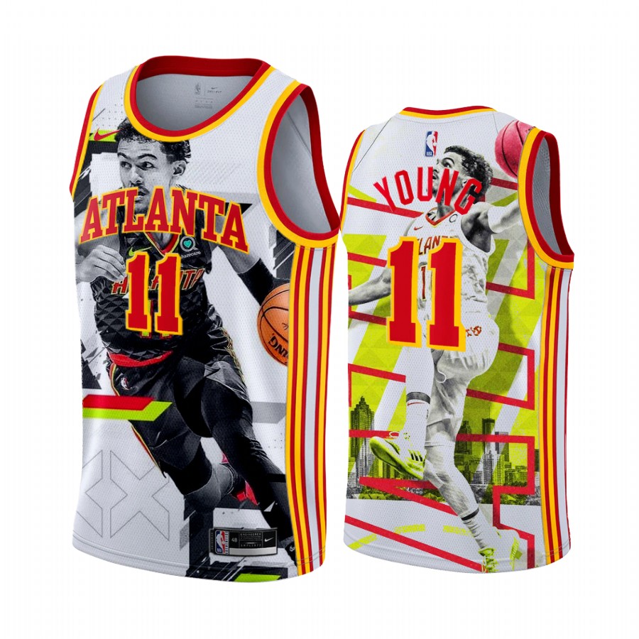 Hawks Trae Young #11 Playoffs Career-High Painting Jersey