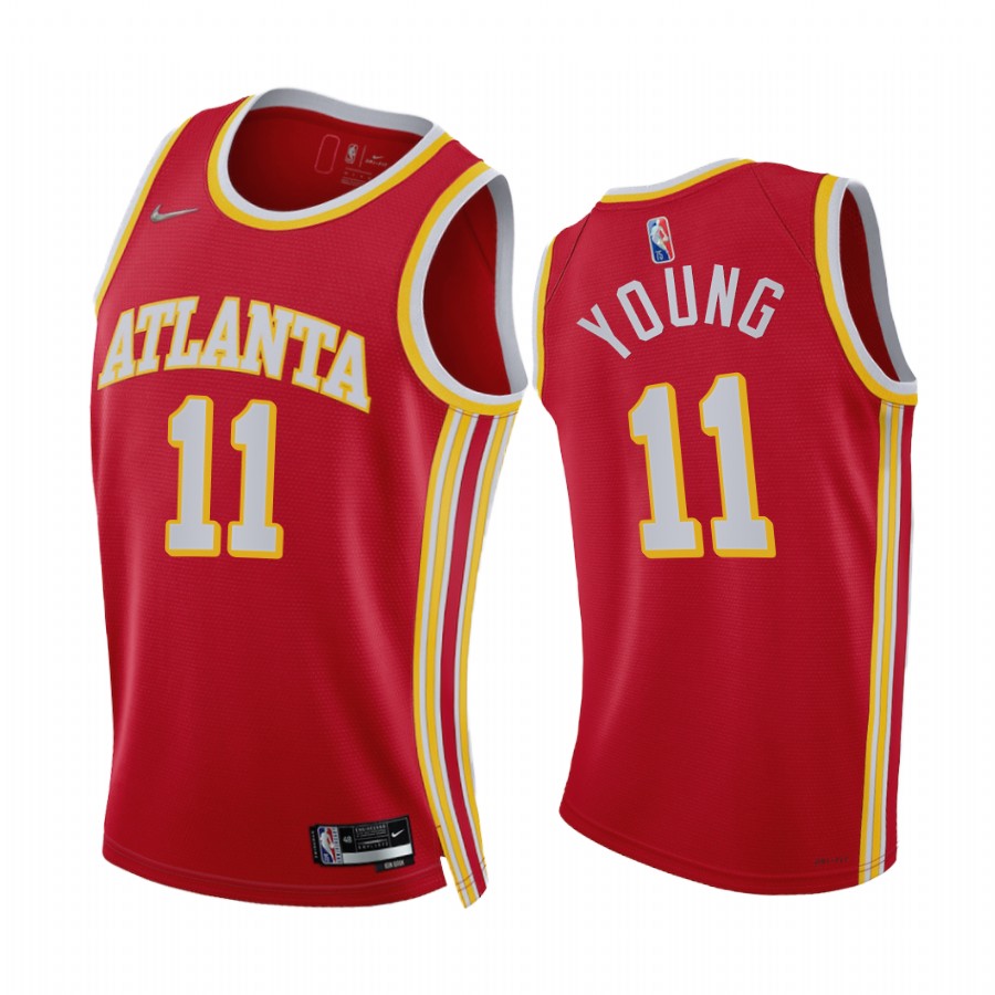 Hawks Trae Young Icon Edition Red 2021-22 Jersey 75th Season Diamond