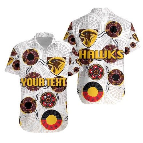 Hawthorn Hawaiian Shirt Hawks Indigenous White