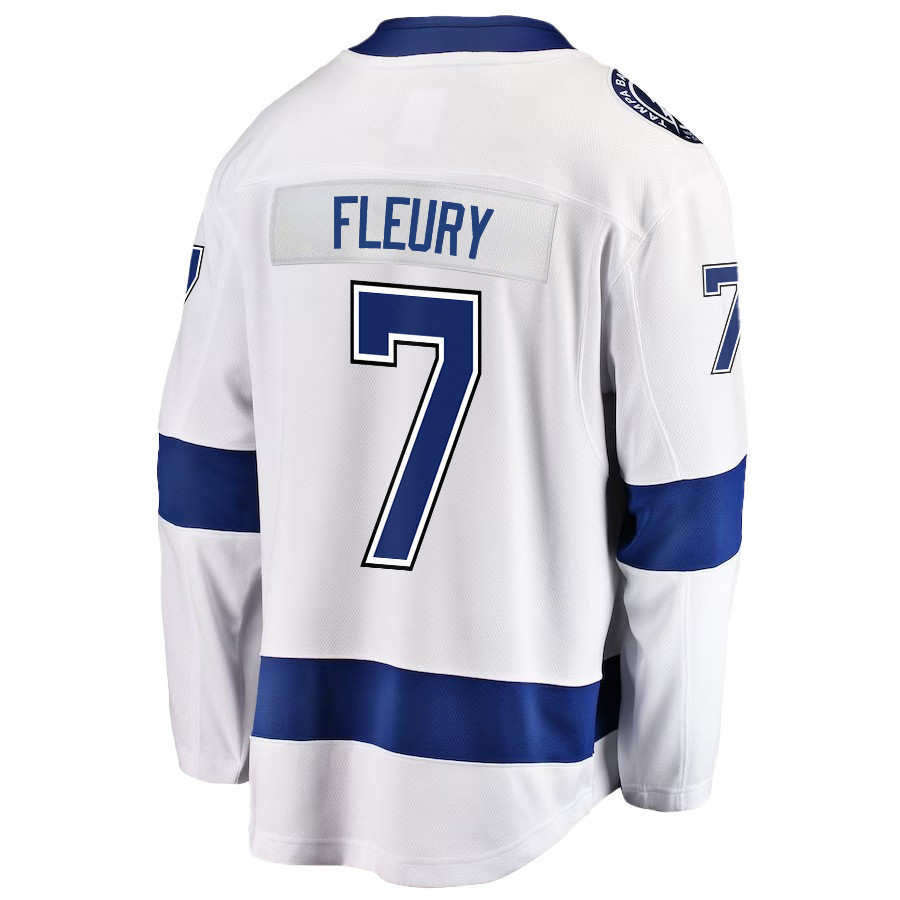 Haydn Fleury 7 Tampa Bay Lightning Stanley Cup 2023 Playoffs Patch Away Breakaway Men Stitched Jersey – White