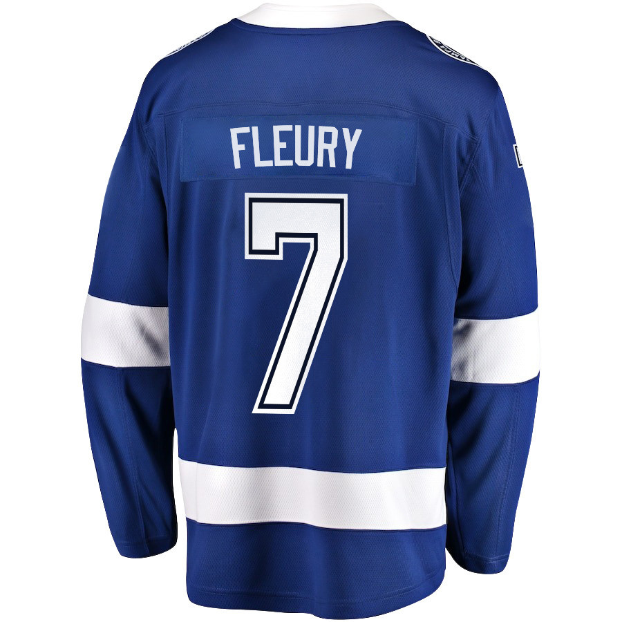 Haydn Fleury 7 Tampa Bay Lightning Stanley Cup 2023 Playoffs Patch Home Breakaway Men Stitched Jersey – Blue