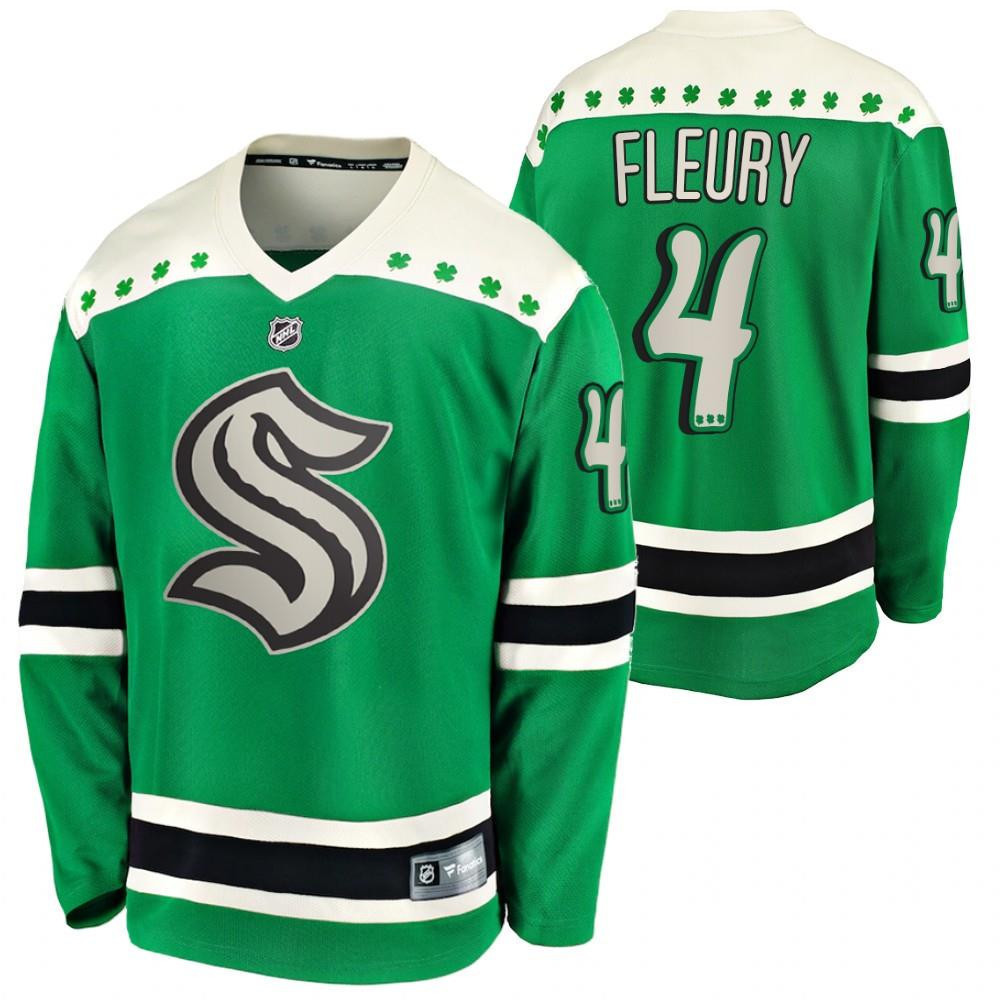 Haydn Fleury Seattle Kraken 2022 St. Patrick Green 4 Stitched Jersey