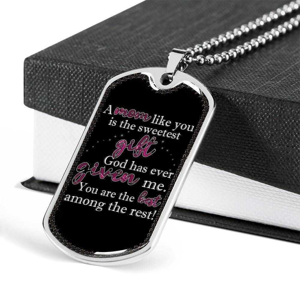 He Has Ever Given Me Stainless Dog Tag Pendant Necklace Gift For Mom