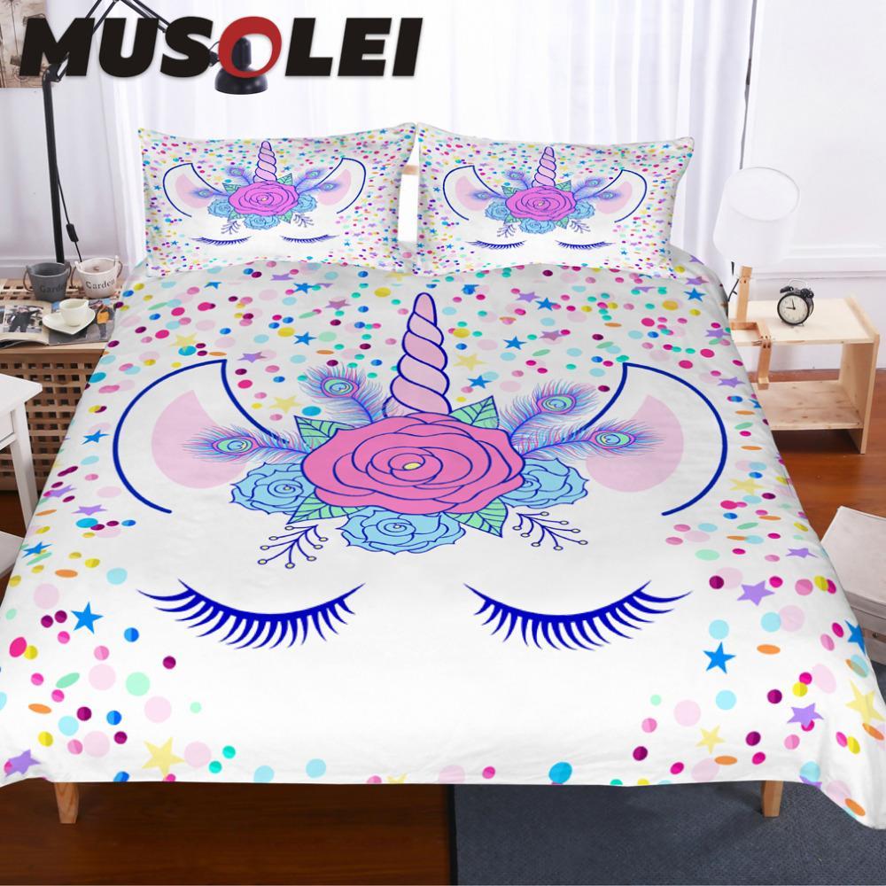 Head Of Hand Drawn Unicorn With Floral 3D Customized Duvet Cover Bedding Set