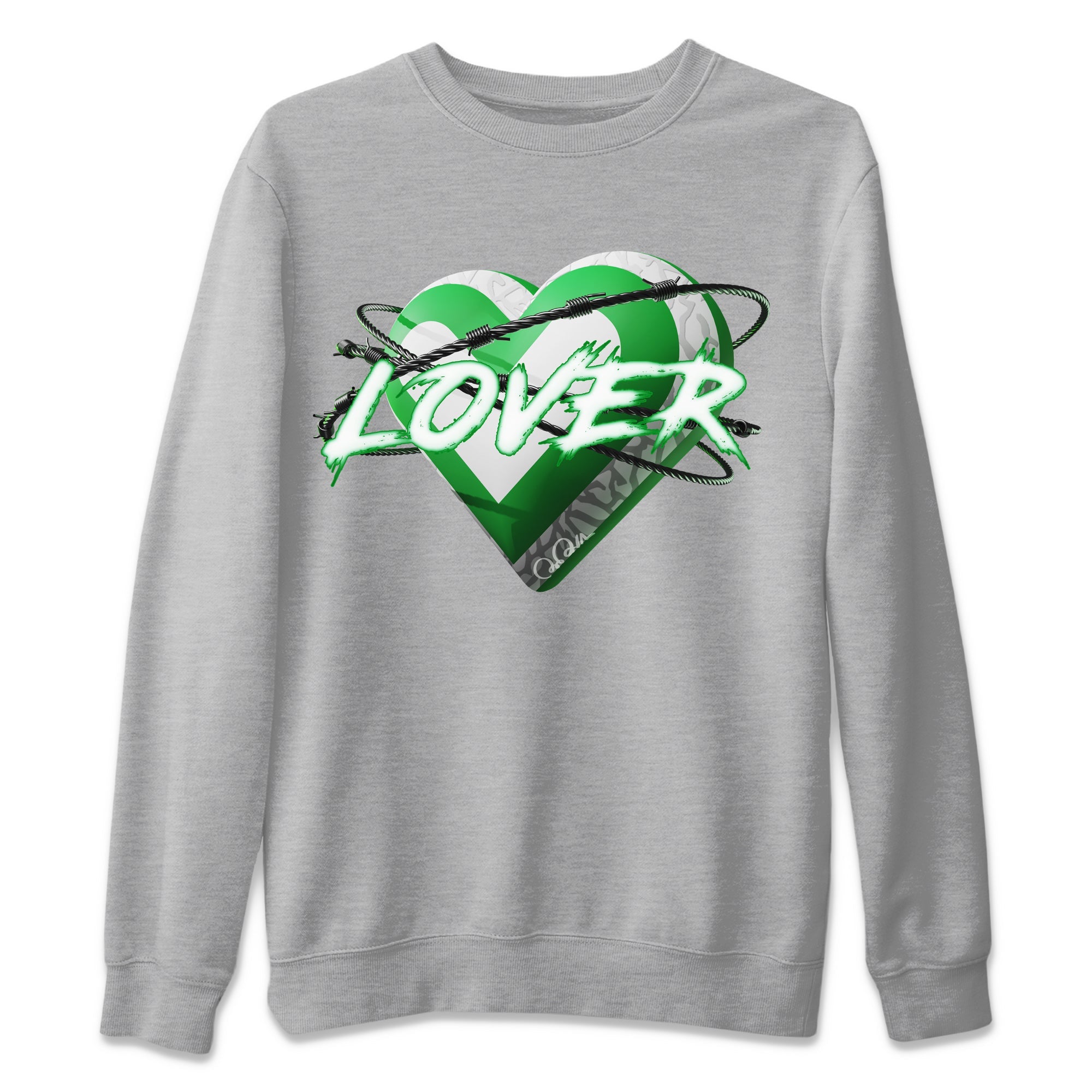 Heart Lover Unisex Sweater – Air Jordan 3 Lucky Green, Sneakers Matching Sweater