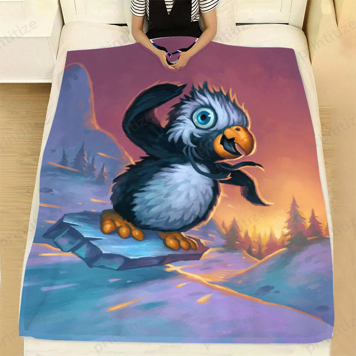 Hearthstone Snowflipper Penguin Fleece Blanket