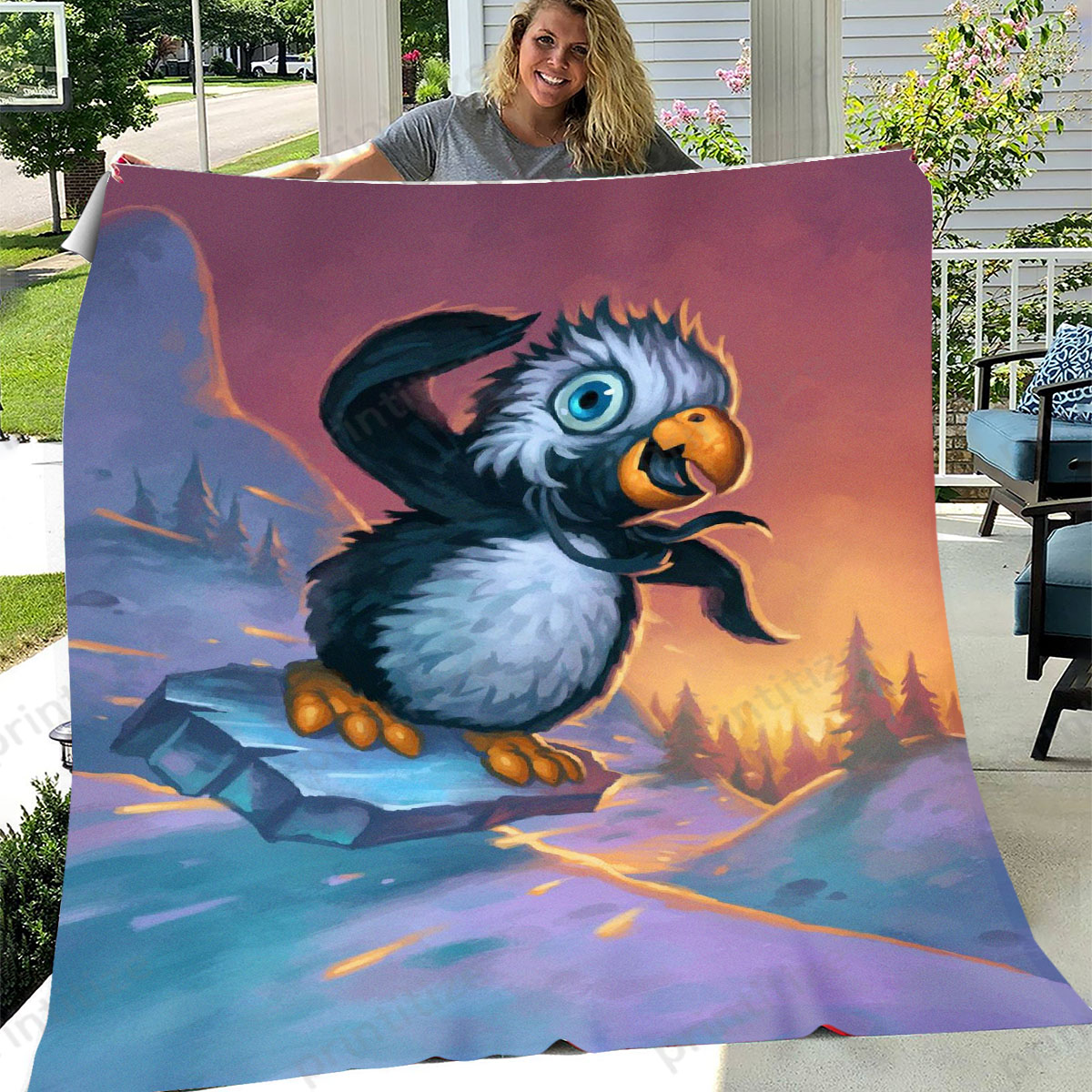 Hearthstone Snowflipper Penguin Fleece Blanket