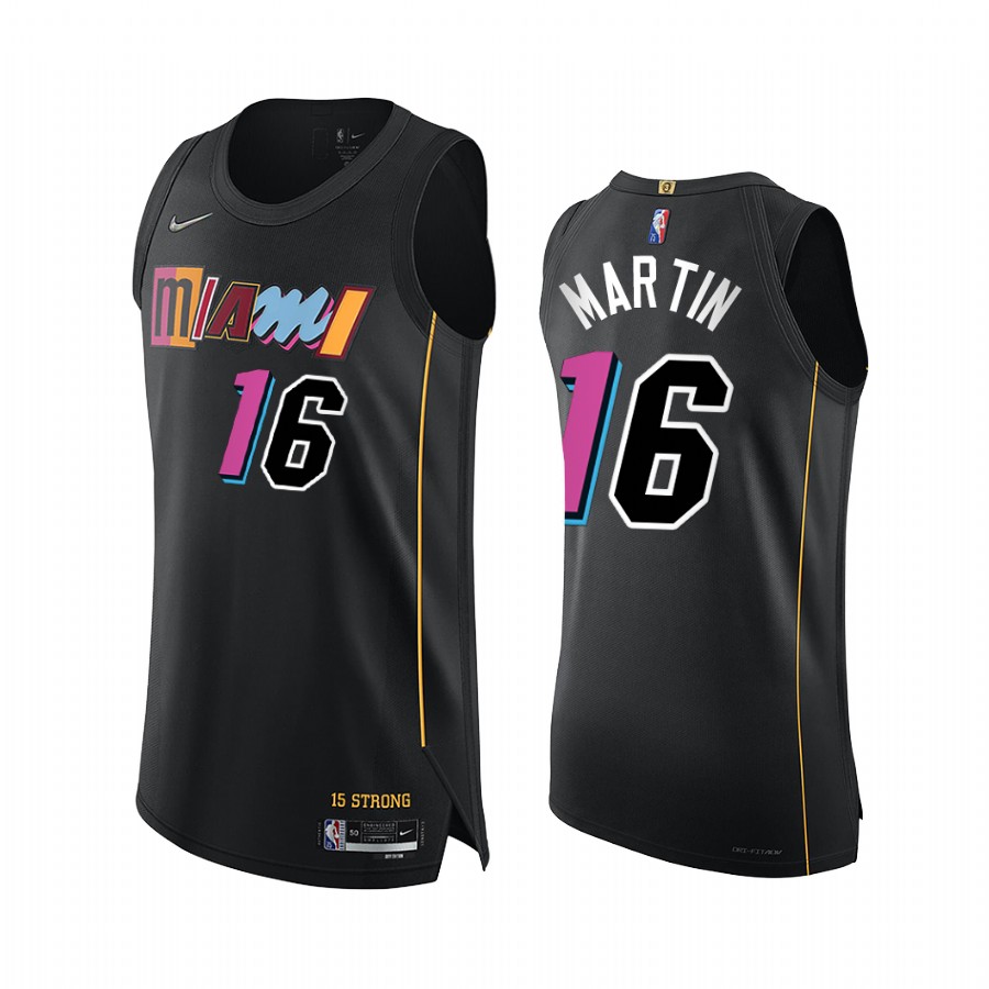 Heat #16 Caleb Martin Black Jersey City Edition 75th Diamond 2021-22
