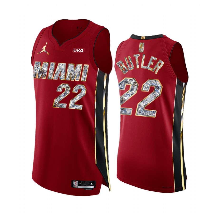 Heat #22 Jimmy Butler Red Jersey NBA 75th Diamond Badge