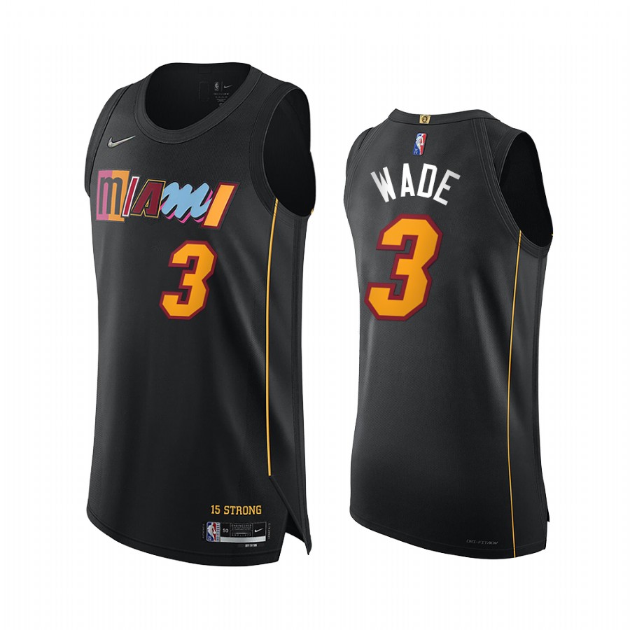Heat #3 Dwyane Wade Black Jersey City Edition 75th Diamond 2021-22